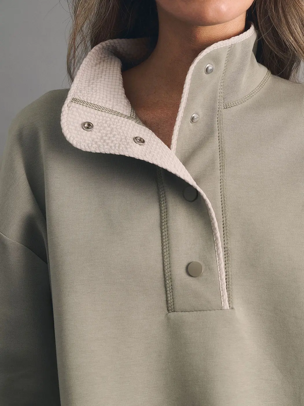 Костюм спортивный: свитшот на кнопках+брюки, хаки