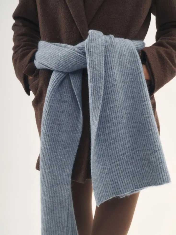 Шарф с мохером, серо-голубой