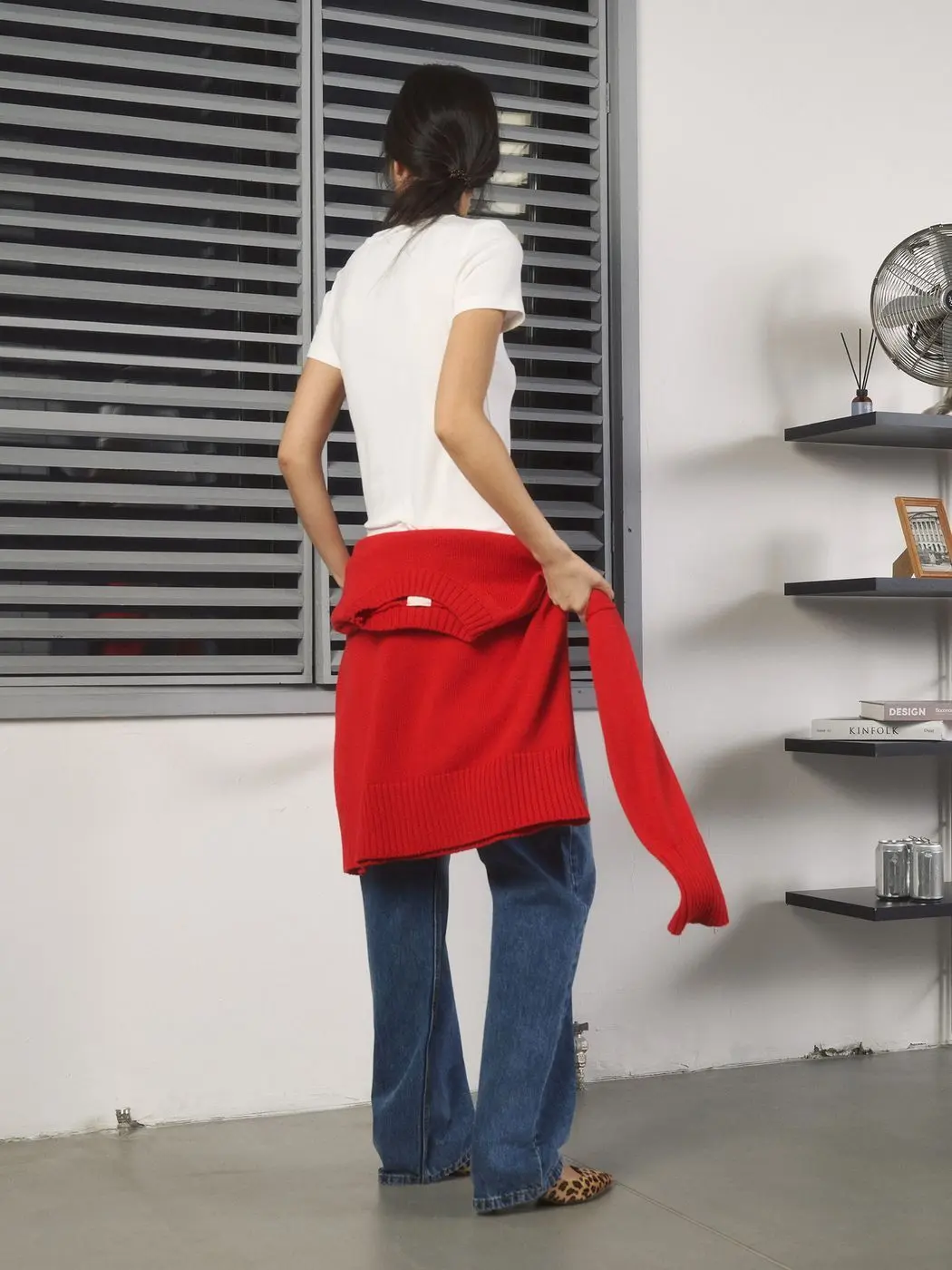 Джемпер объемный прямого кроя, красный