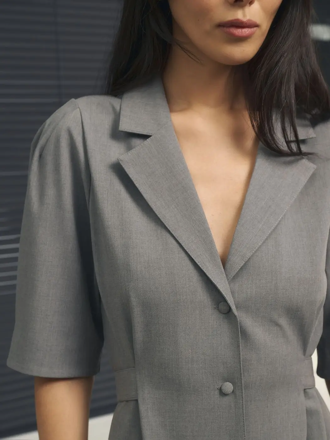 Платье миди с английским воротником, серый