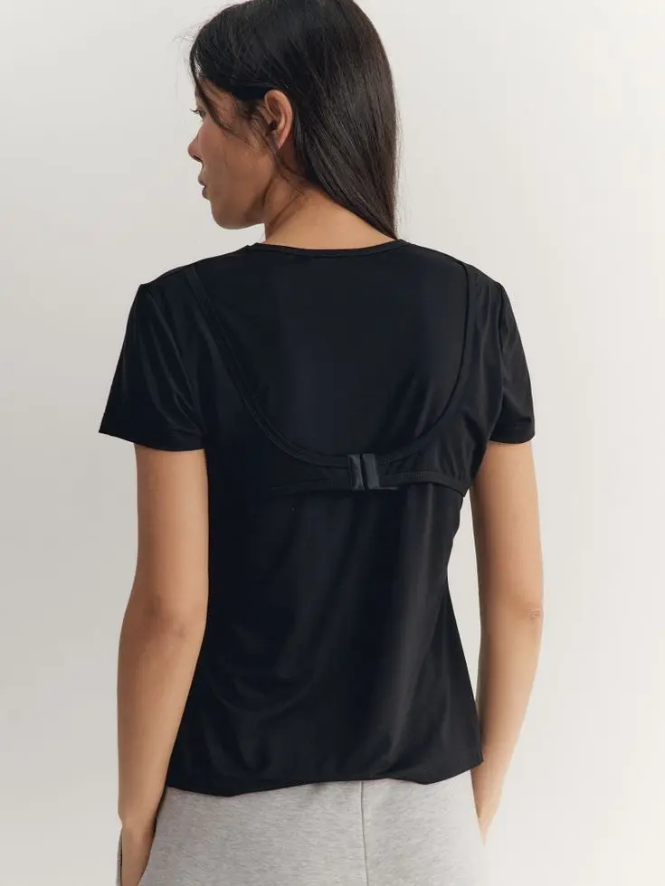 Футболка с лифом, черный