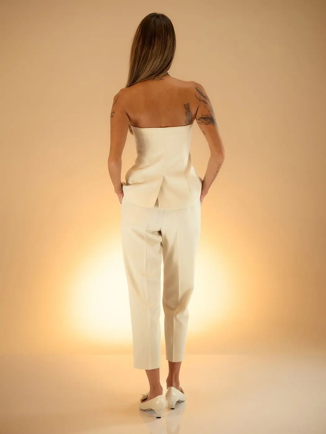 Брюки с застроченными стрелками, молочный