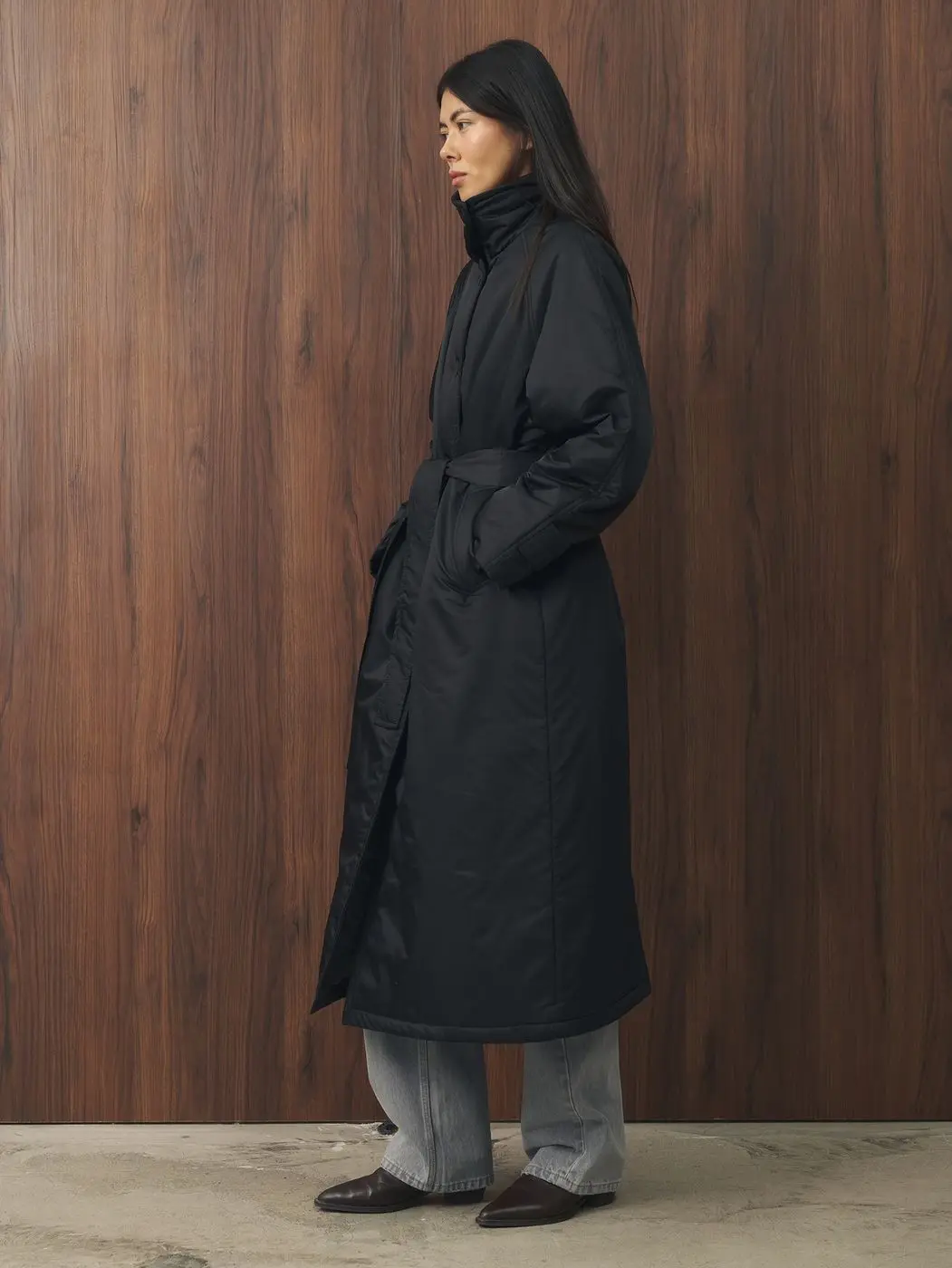 Плащ утепленный, черный