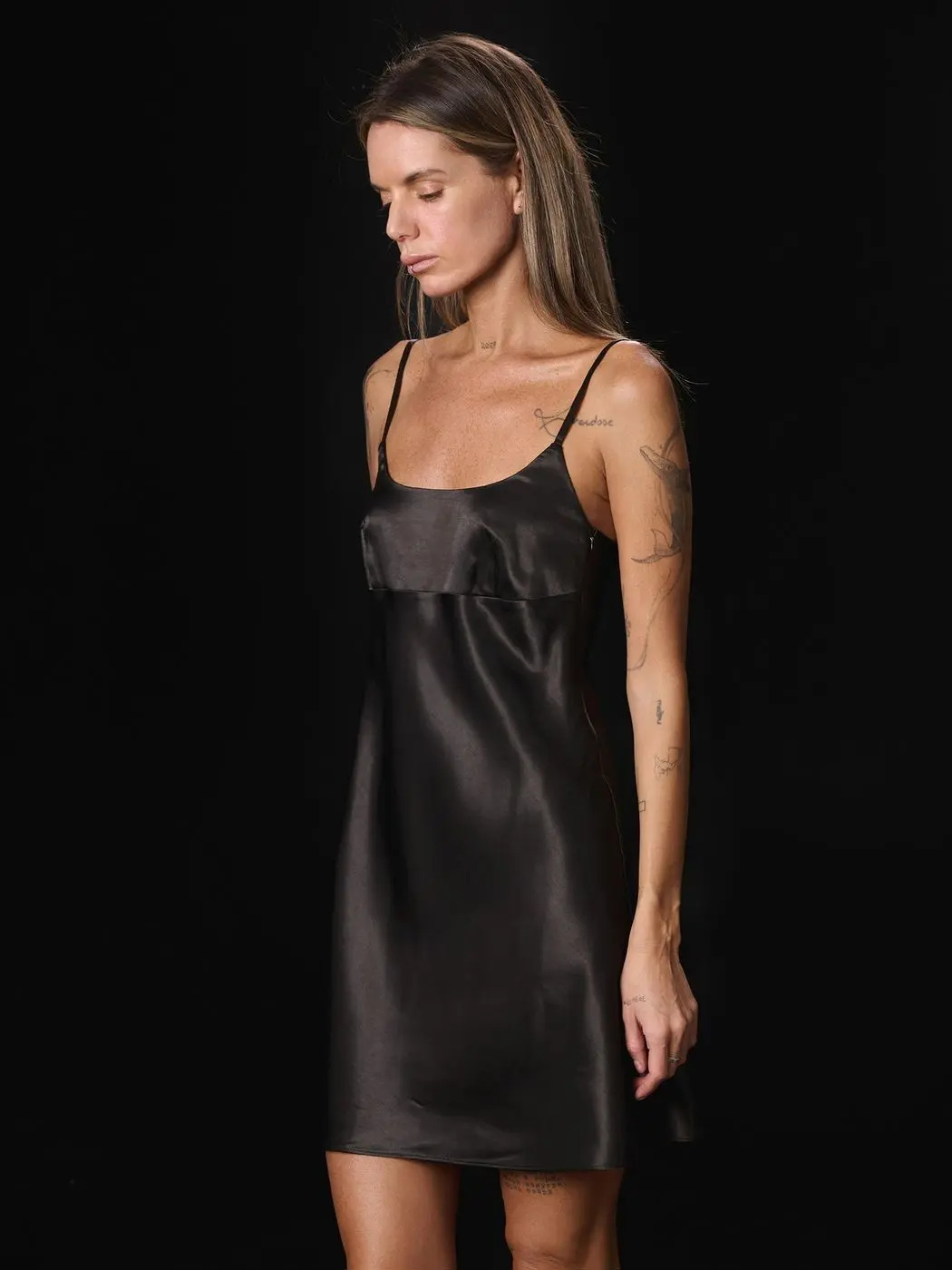 Комбинация мини из вискозы, черный