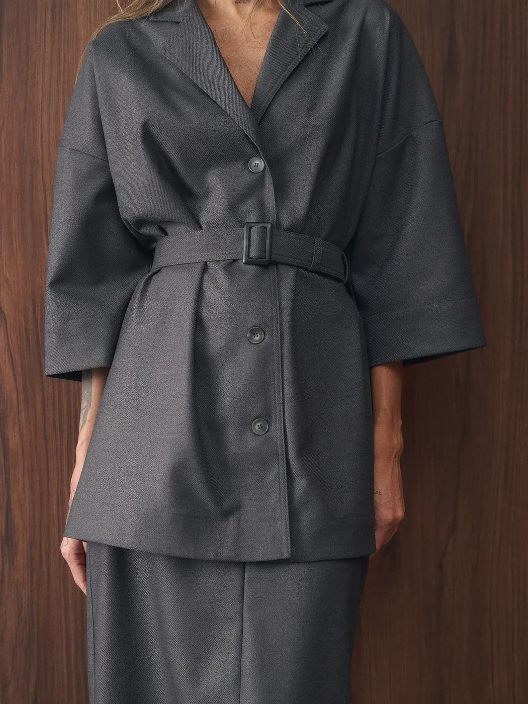 Рубашка с поясом, графитовый