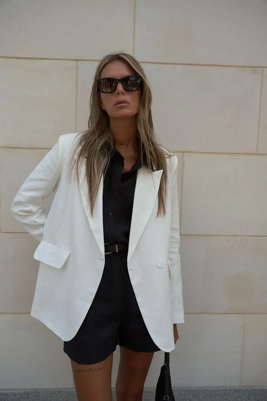 Шорты изо льна, черный