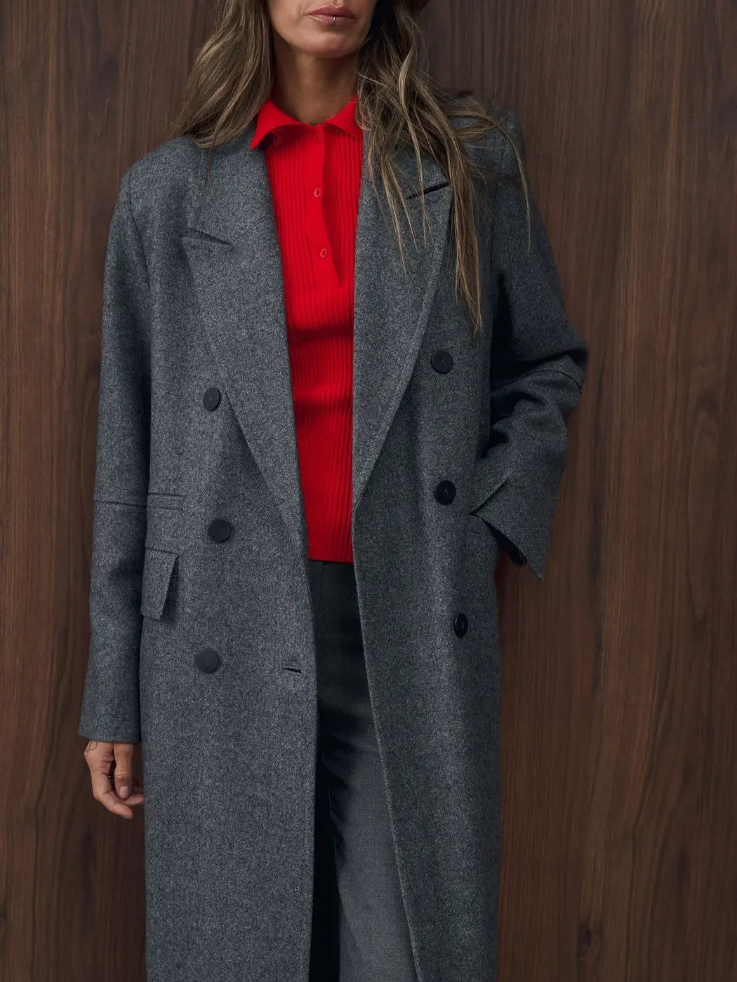 Пальто в мужском стиле, графитовый меланж