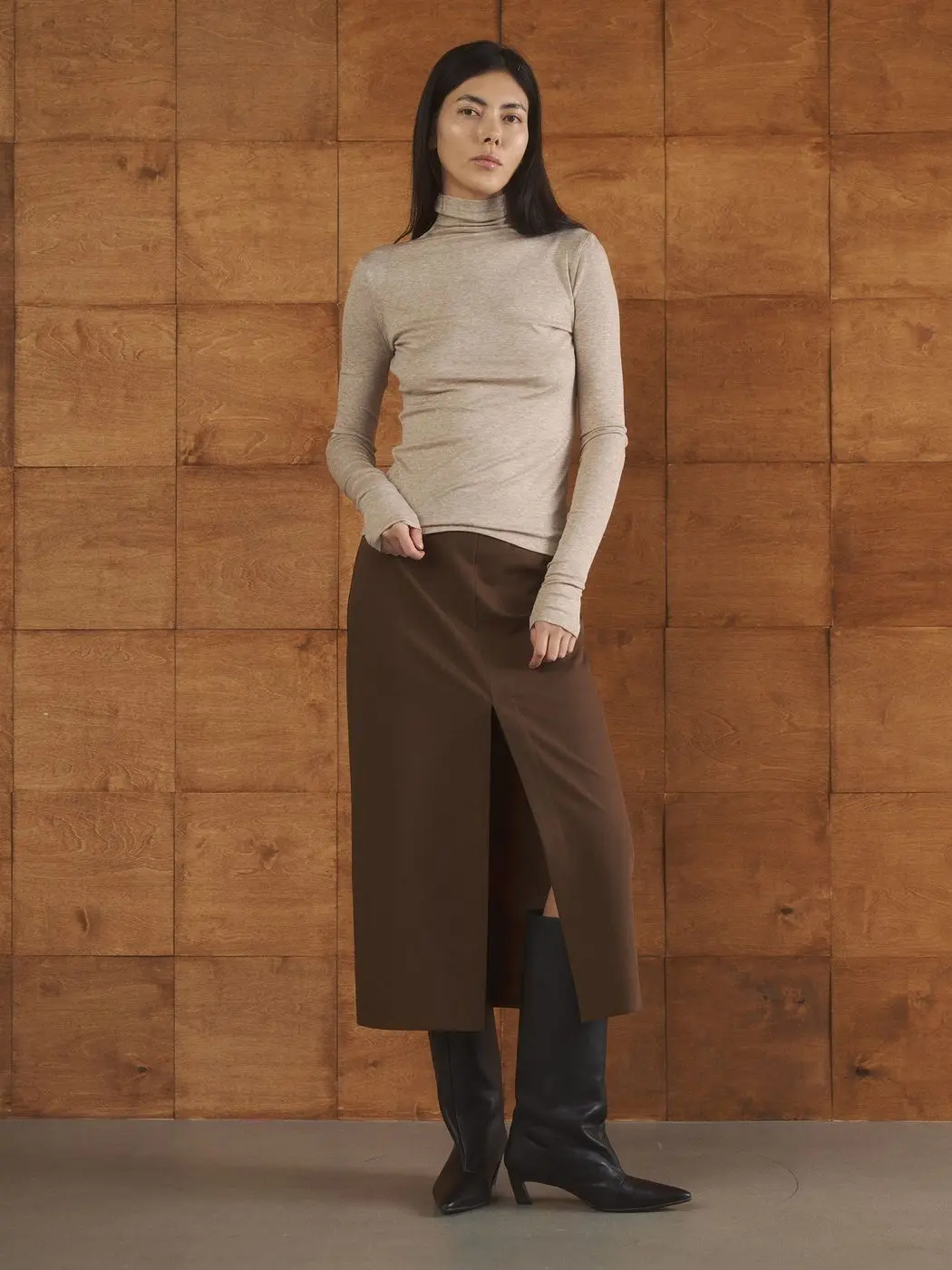 Водолазка с шерстью, бежевый меланж