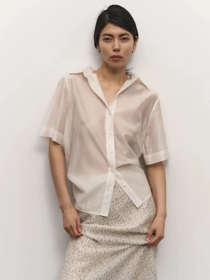 Рубашка из органзы, молочный