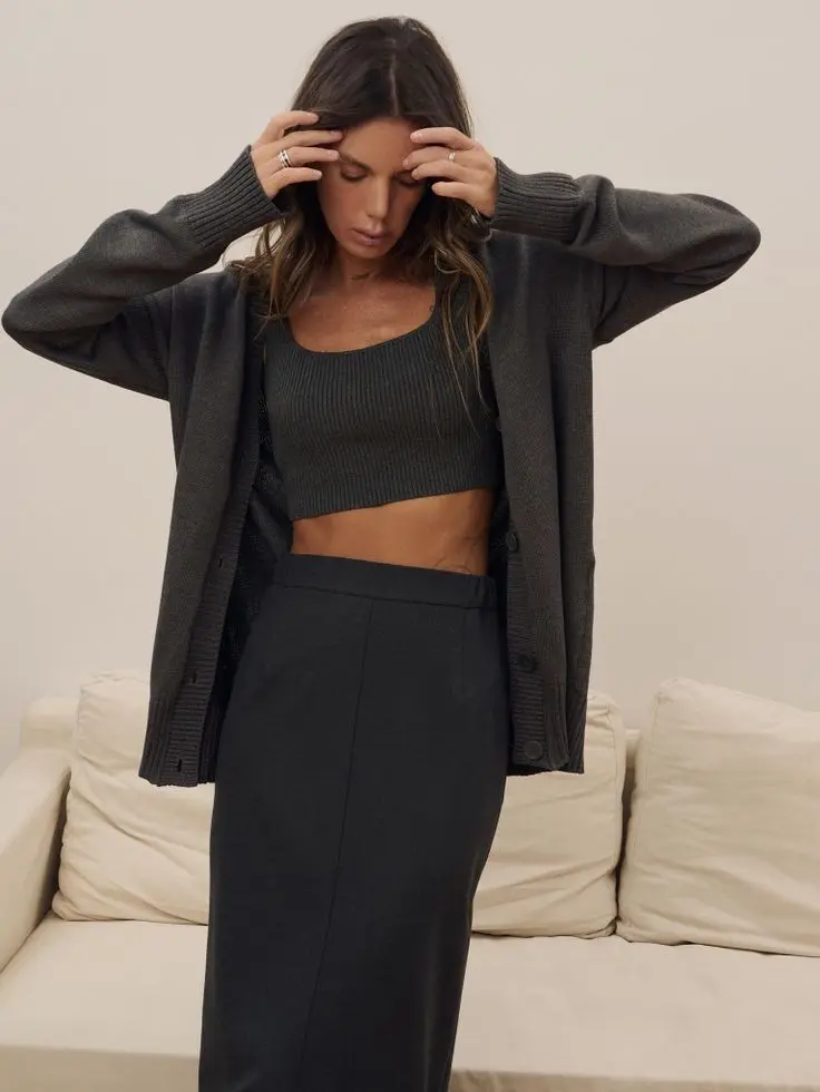 Кардиган хлопковый, графитовый