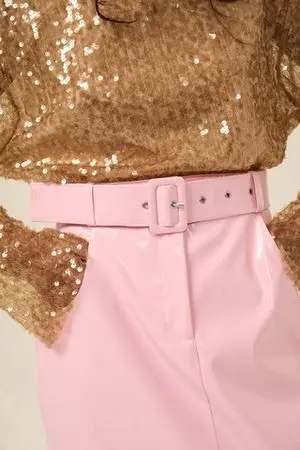 Юбка миди (Лаковый кусочек), розовая