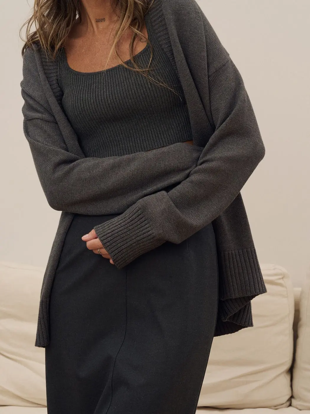 Кардиган хлопковый, графитовый