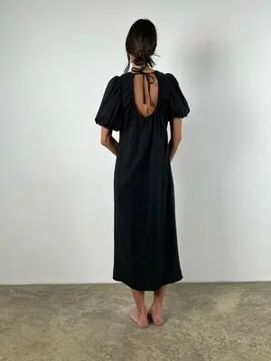 Платье со сборкой на спине, черный