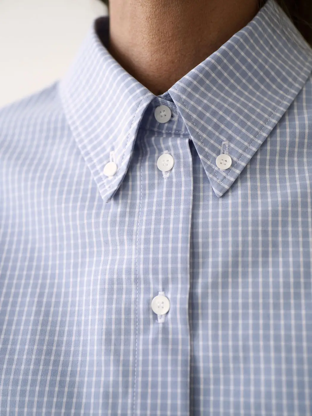 Рубашка в клетку прямого кроя, голубой