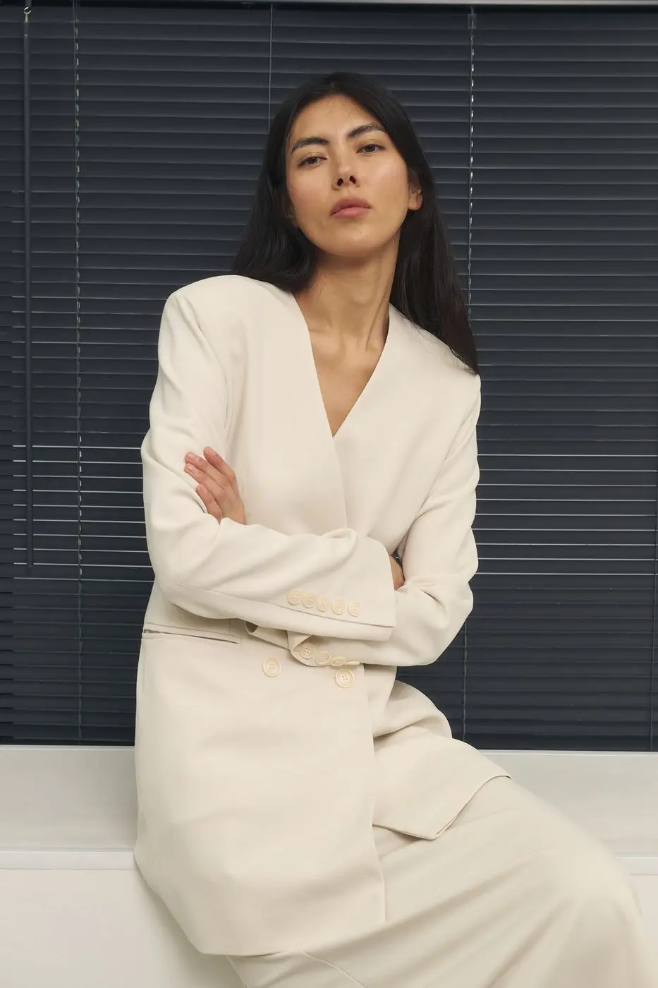 Платье-жакет из фактурной ткани, молочный