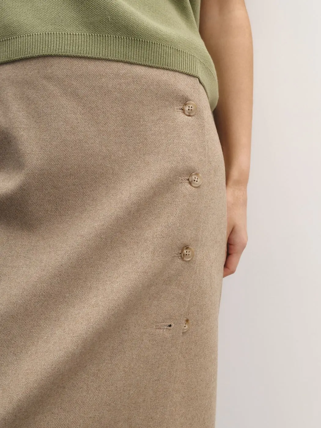 Юбка миди на пуговицах, бежевый