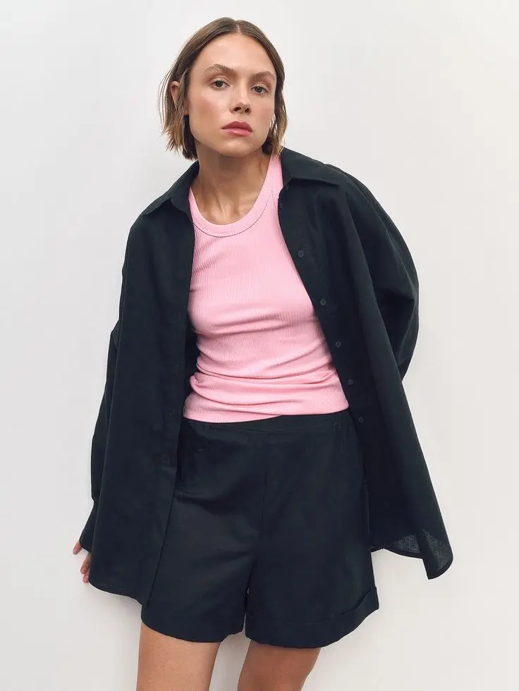 Костюм: рубашка+шорты, черный