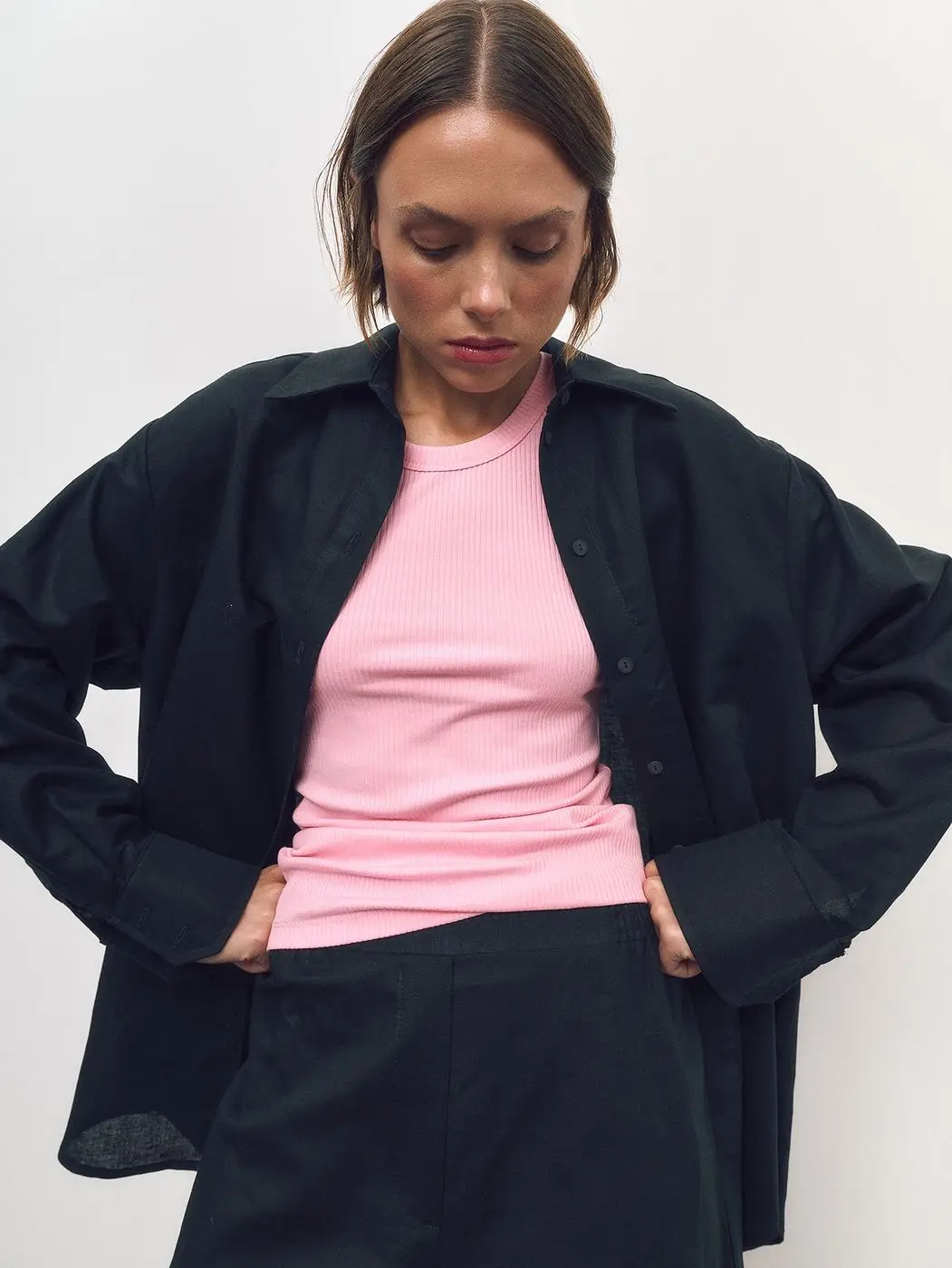 Майка в рубчик, розовый