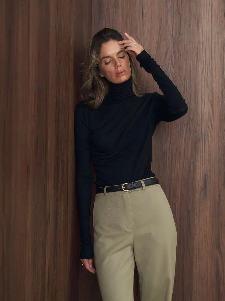 Водолазка с шерстью, черный