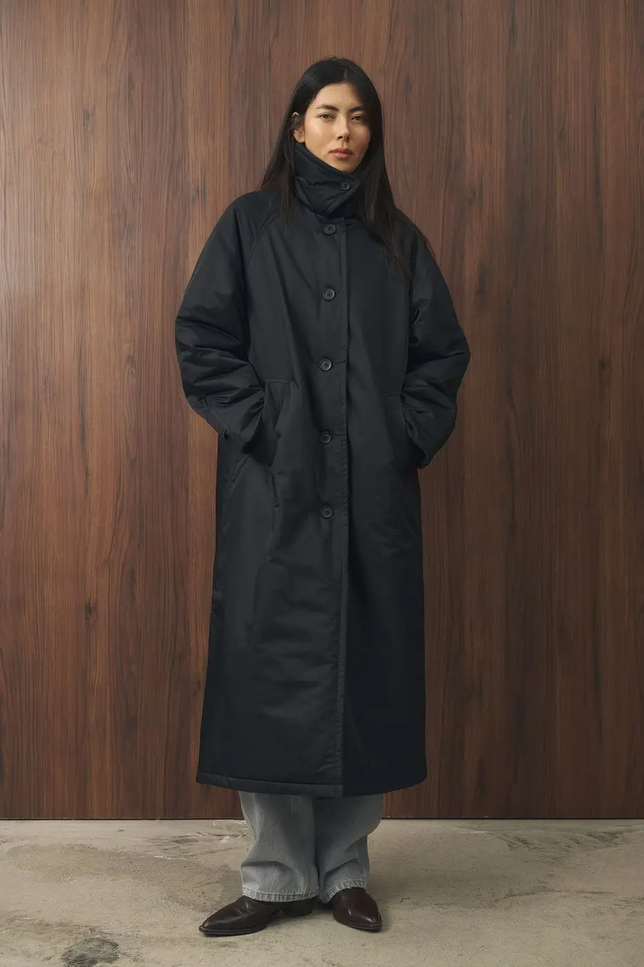 Плащ утепленный, черный