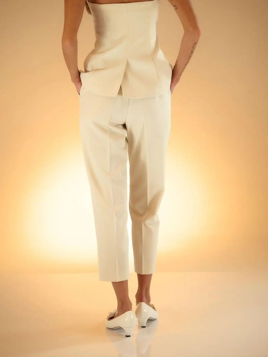 Брюки с застроченными стрелками, молочный