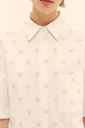 Рубашка с цветочным принтом ((Soft Skill)), белая