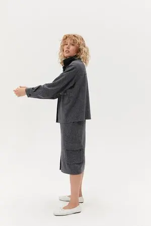 Рубашка с накладными карманами (Working Girl), синяя меланж