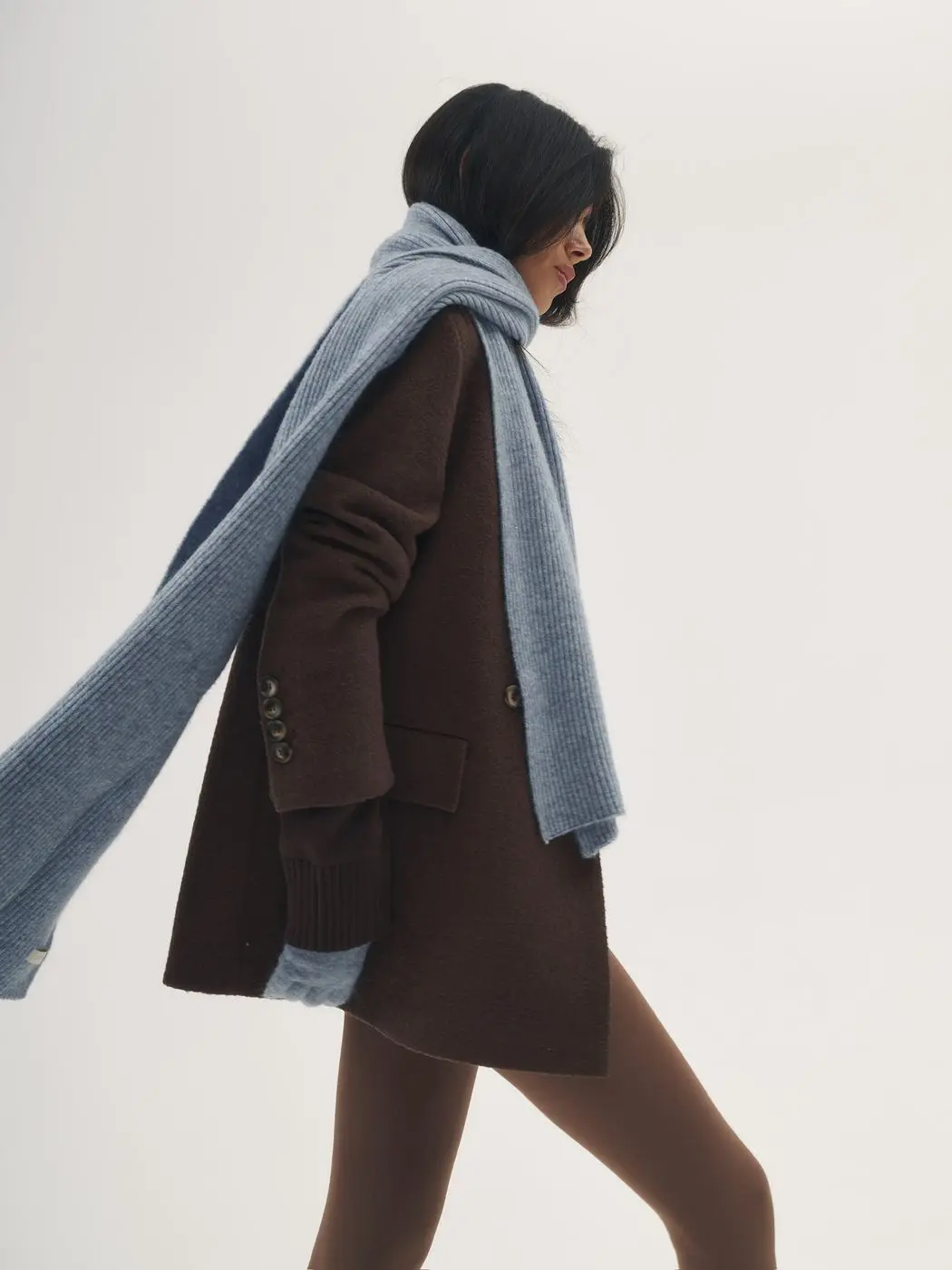 Пальто-пиджак из фактурной шерсти, шоколадный