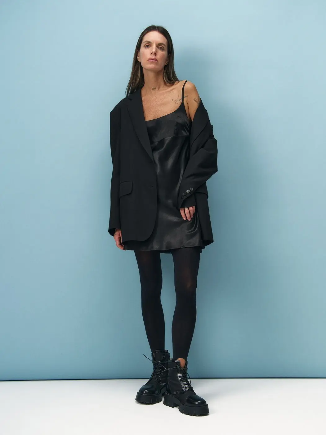 Комбинация мини из вискозы, черный