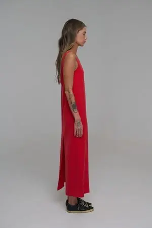 Платье макси с вырезом на спине, красный