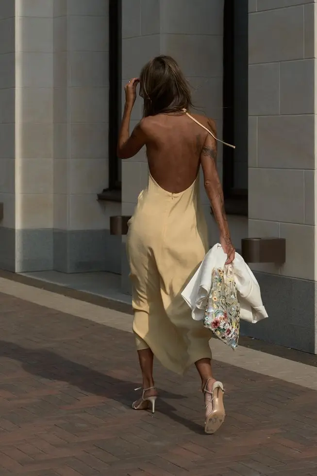 Сарафан с открытой спиной, ванильный