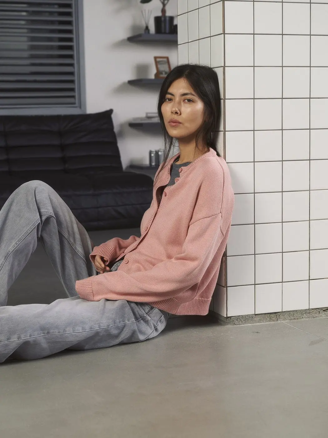 Кардиган укороченный, персиковый