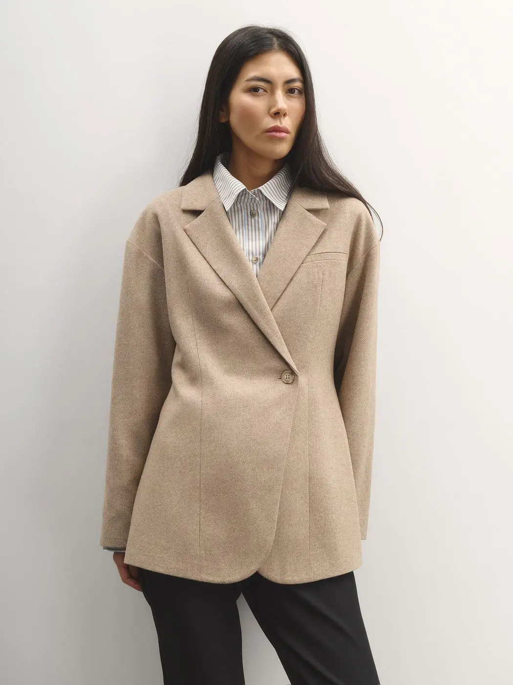 Рубашка в полоску классического кроя, голубой