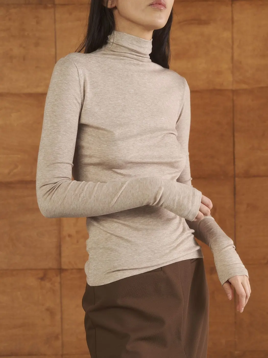 Водолазка с шерстью, бежевый меланж