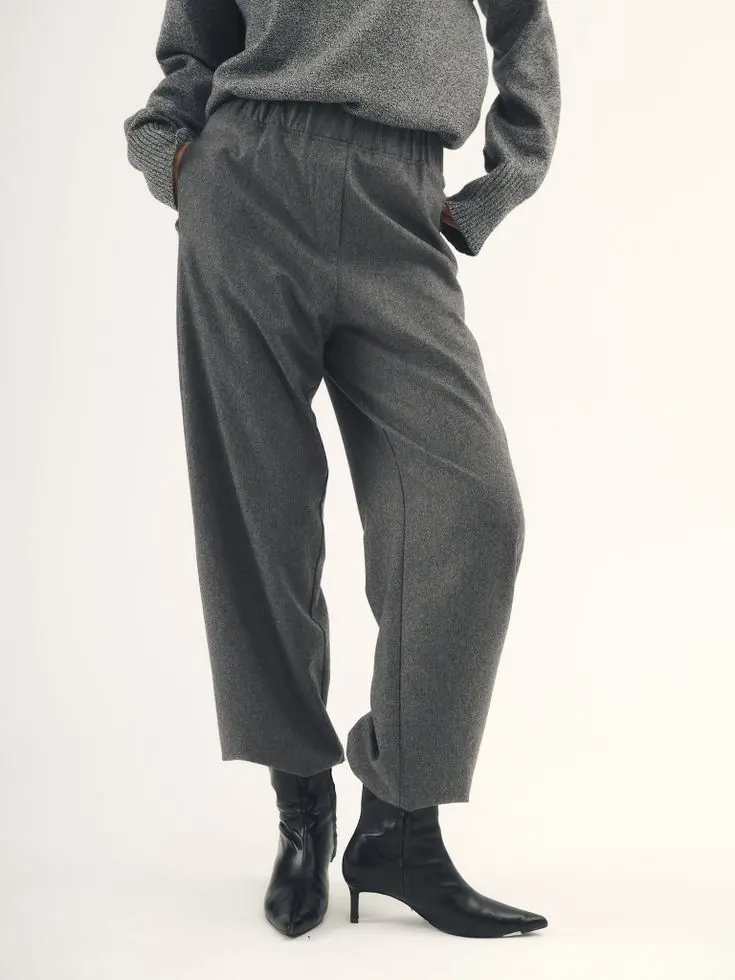 Брюки на резинке из шерсти, графитовый