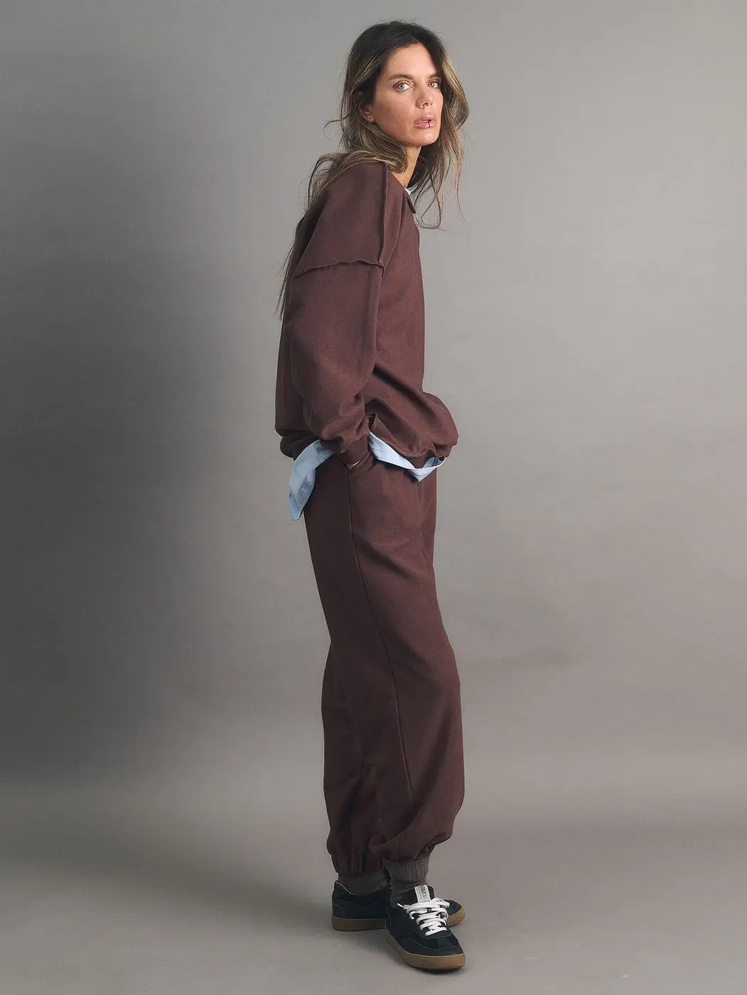 Костюм спортивный: свитшот+брюки, шоколадный