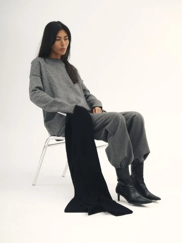 Шарф с мохером, черный