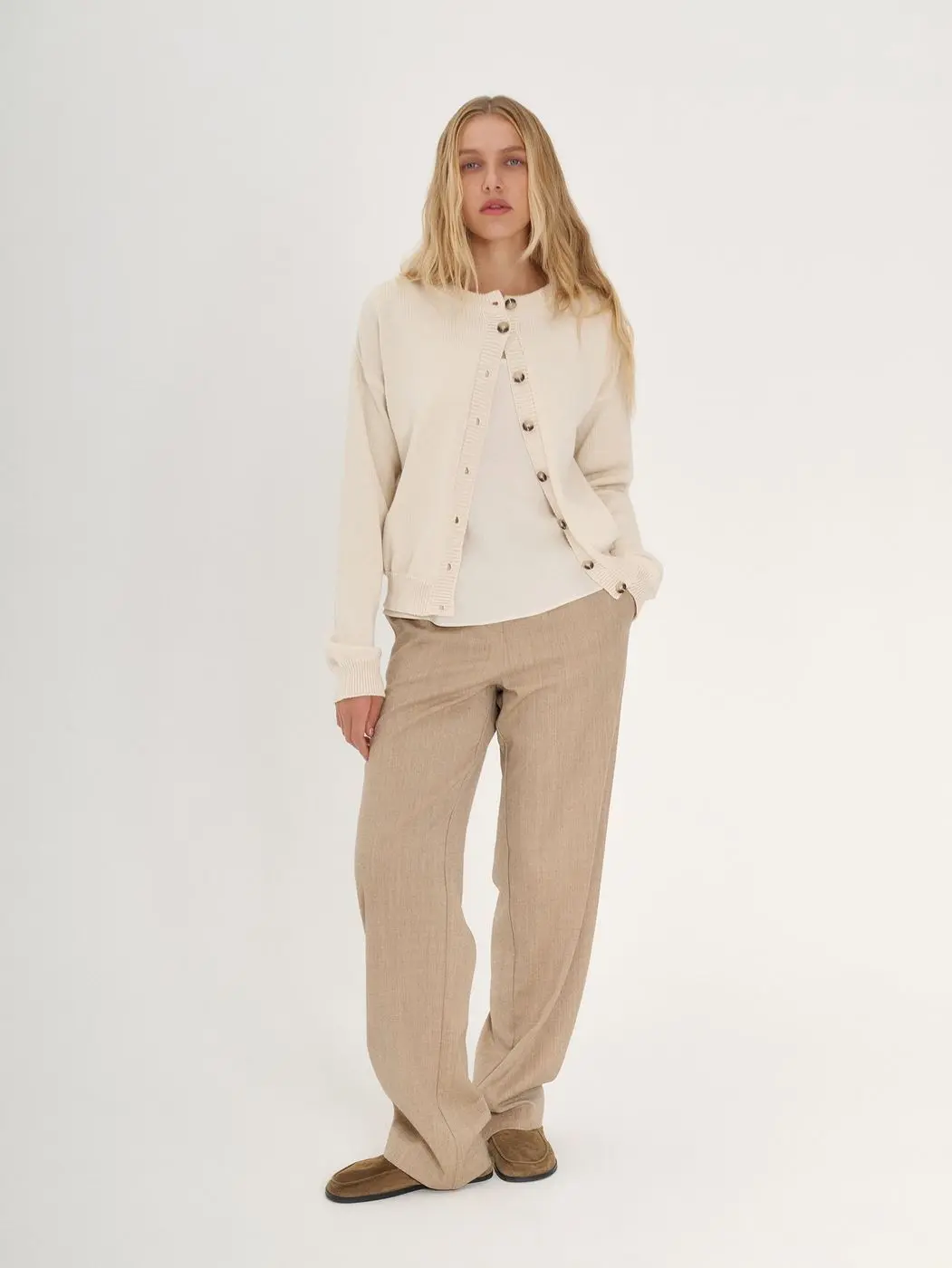 Кардиган укороченный, светло-бежевый