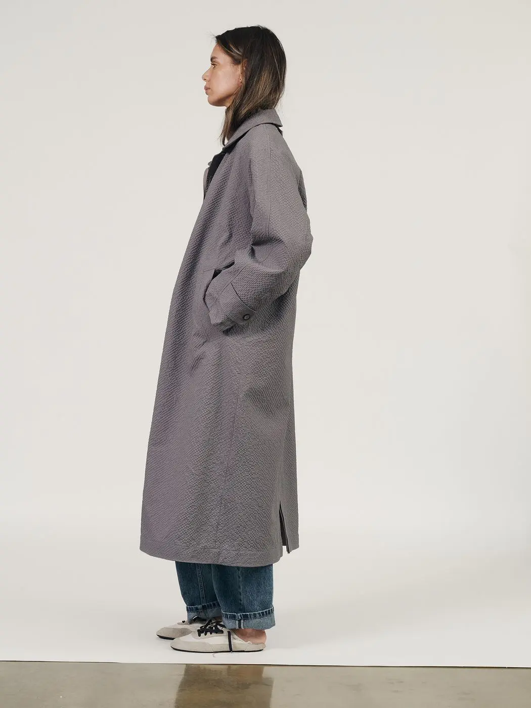 Плащ двусторонний, серо-бежевый