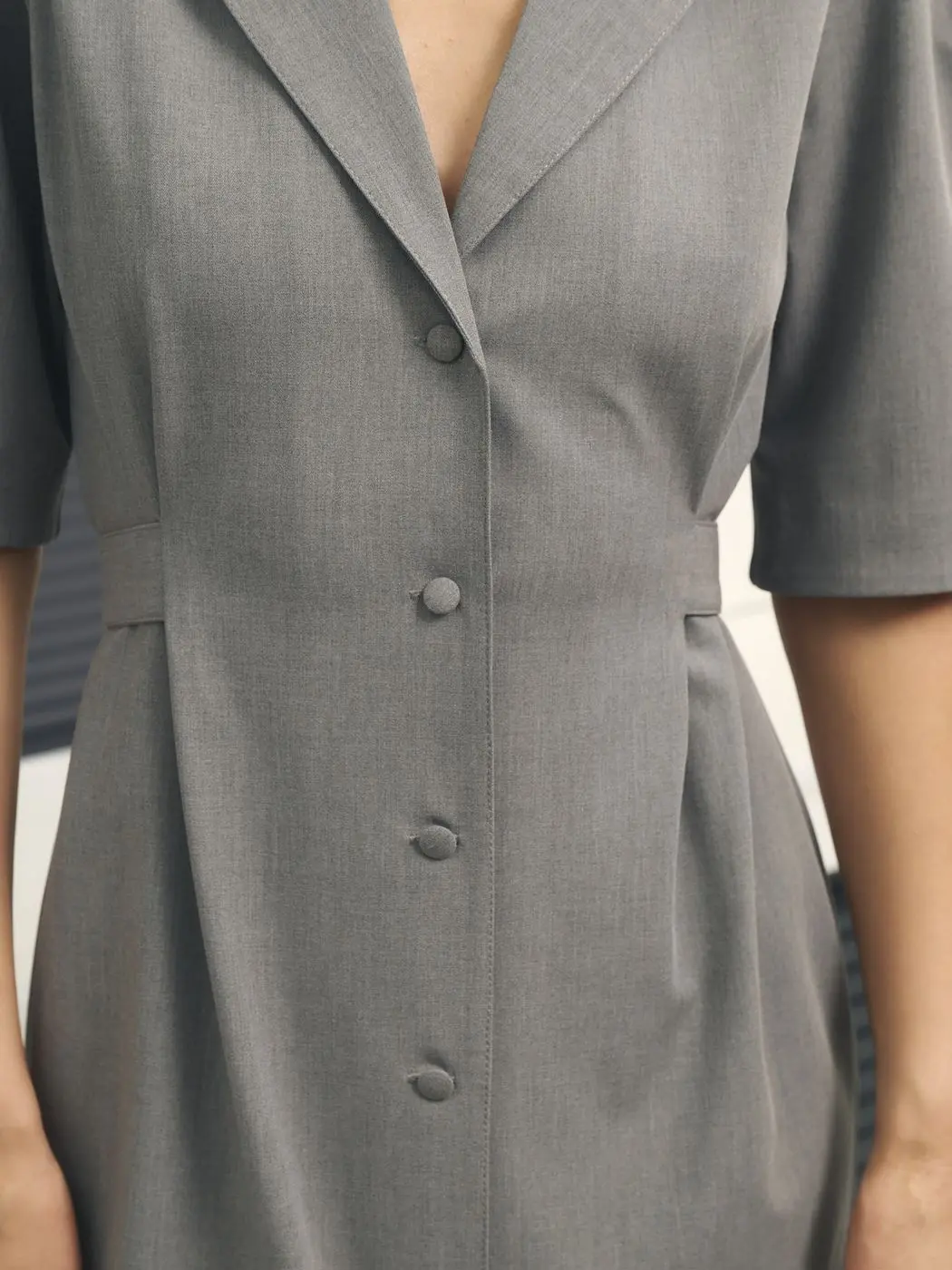 Платье миди с английским воротником, серый