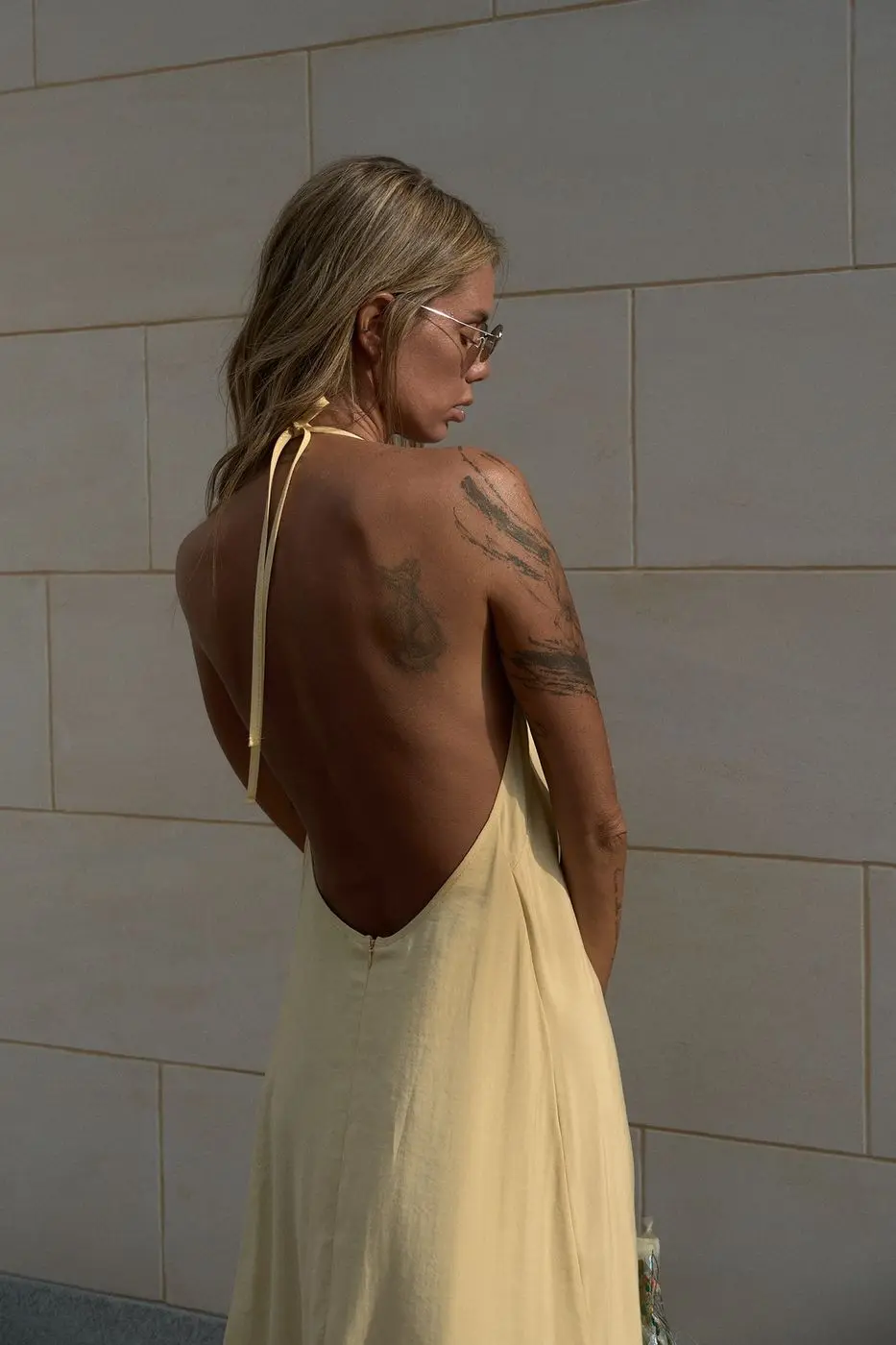 Сарафан с открытой спиной, ванильный