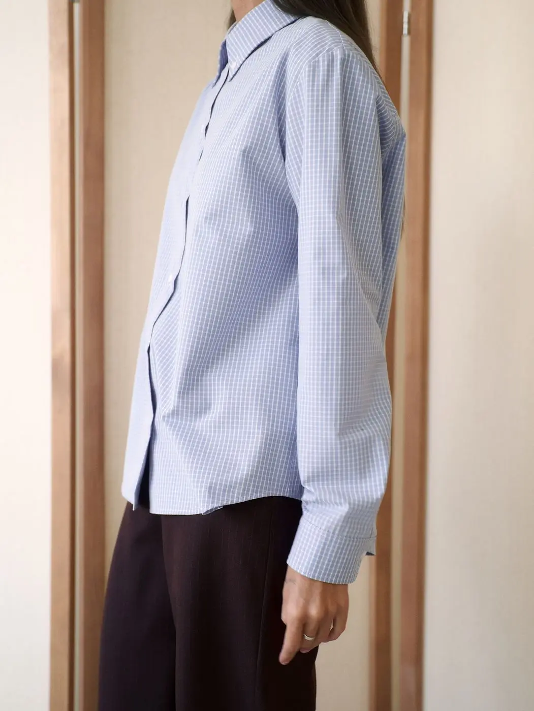 Рубашка в клетку прямого кроя, голубой