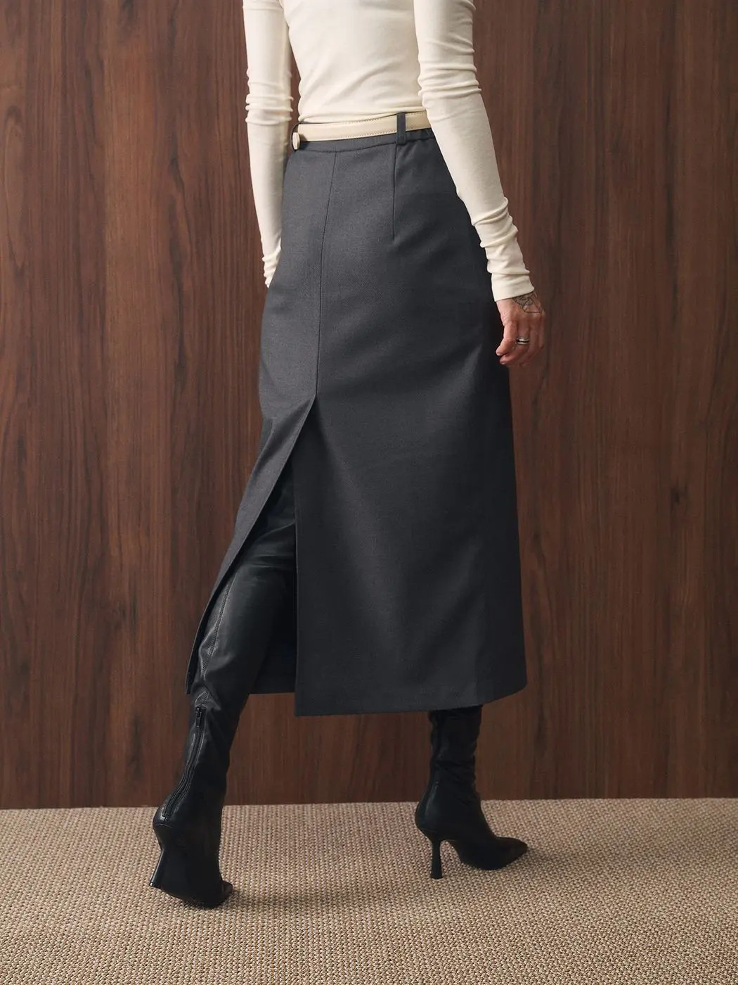 Юбка миди прямая, графитовый