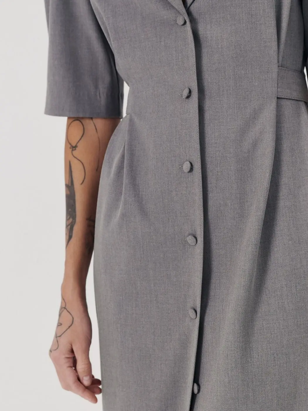 Платье миди с английским воротником, серый