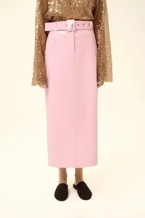 Юбка миди (Лаковый кусочек), розовая