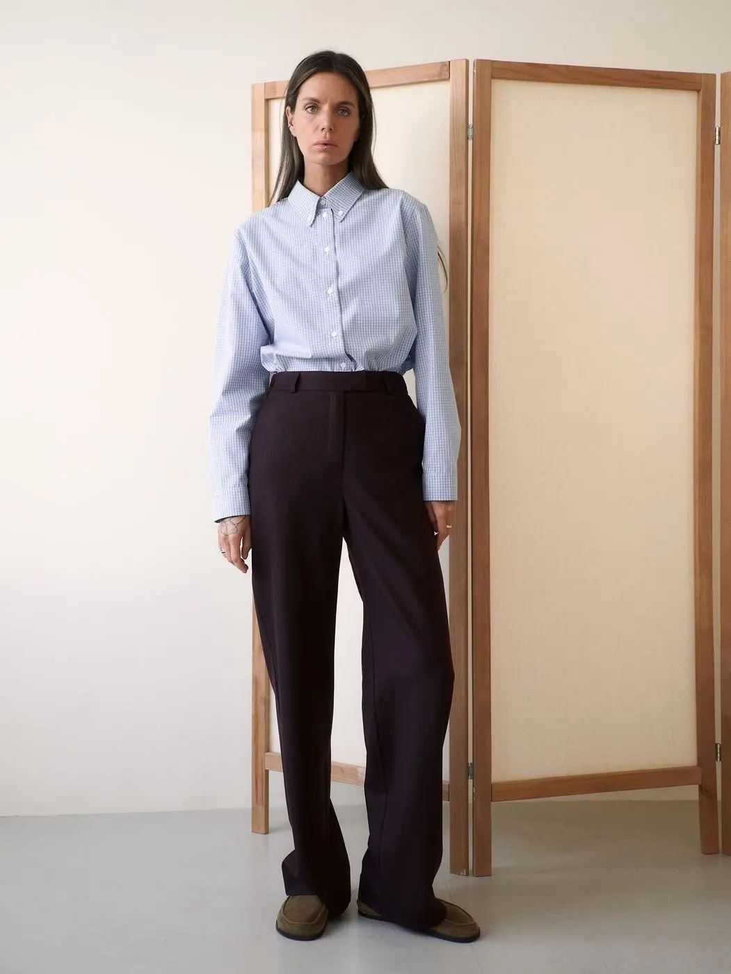 Рубашка в клетку прямого кроя, голубой