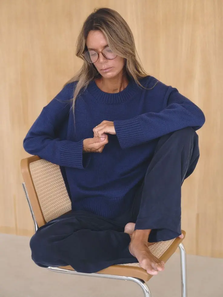 Джемпер объемный, синий