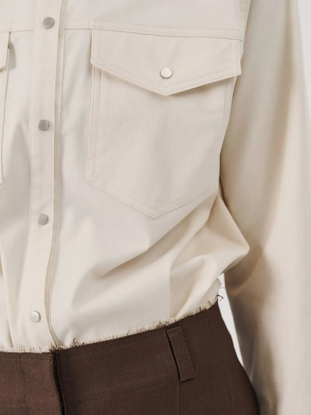 Брюки прямые с необработанным поясом, шоколадный