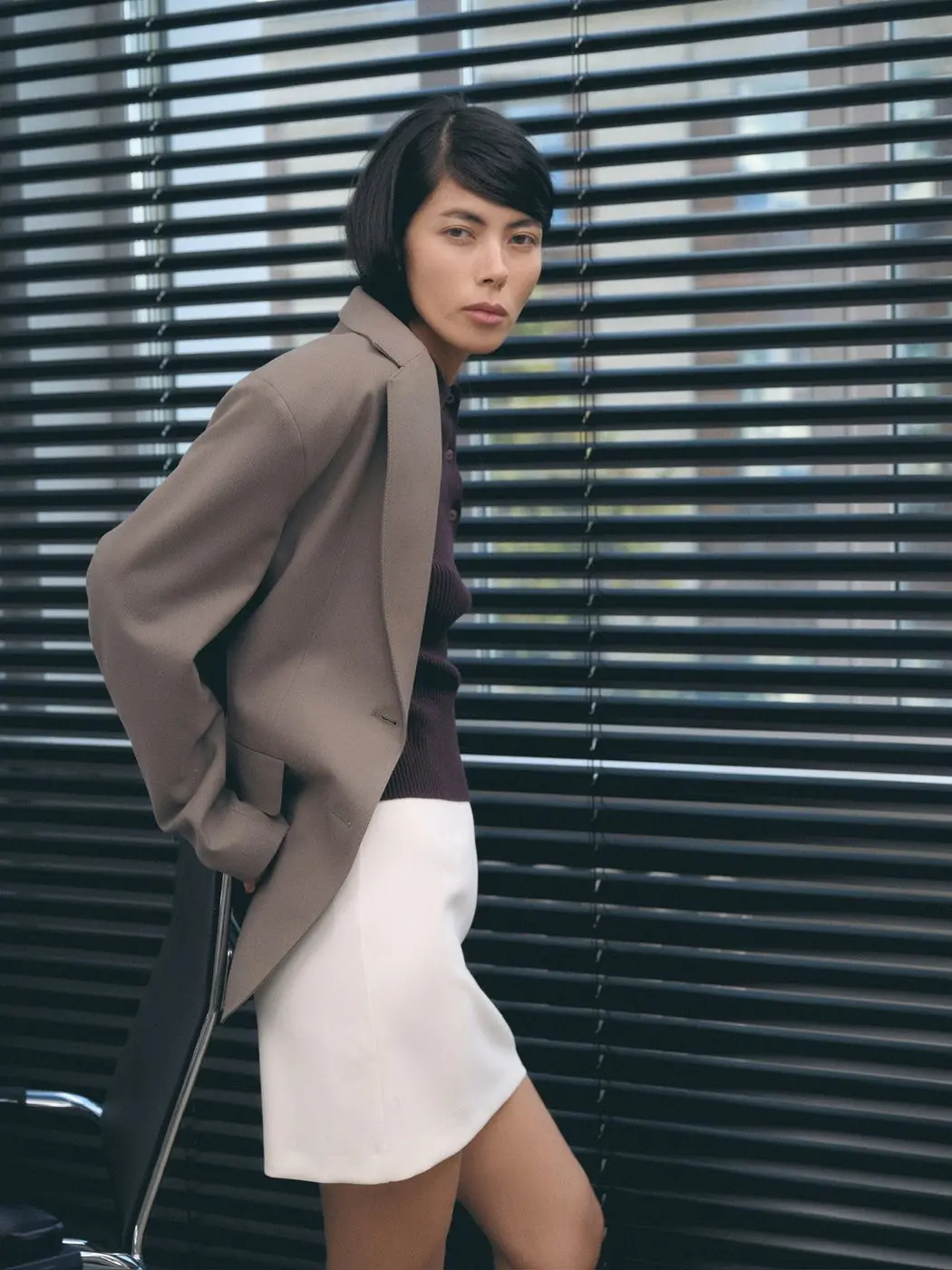 Жакет объемного кроя, хаки