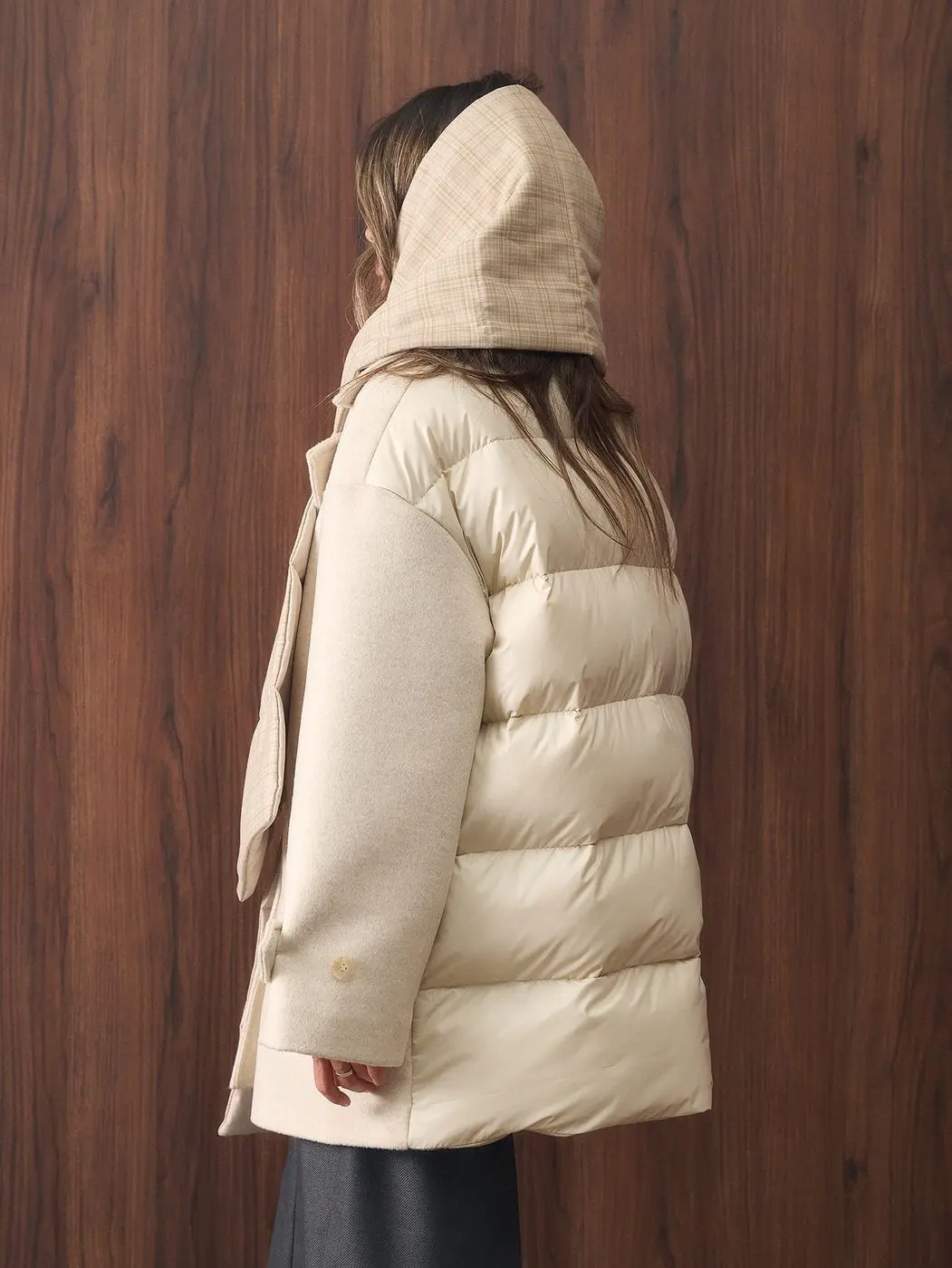 Куртка комбинированная утепленная, кремовый